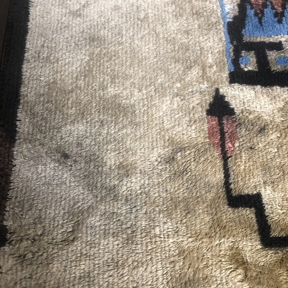Vintage Woven Rug Native American Wall Hanging Wool ? 26 X 48